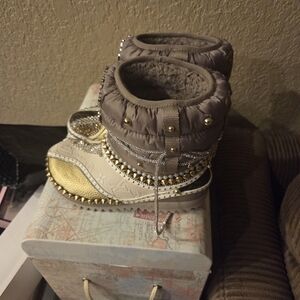 CROCS Kids Boots with Gold and Brown Details